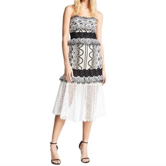 Sea New York strapless Lola midi lace eyelet dress women’s 6 - Picture 1 of 11